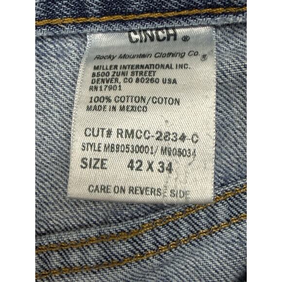 Cinch Jeans Men's Size 42 x 34 Denim 5 Pocket Western Work Jeans Distressed - Picture 7 of 16